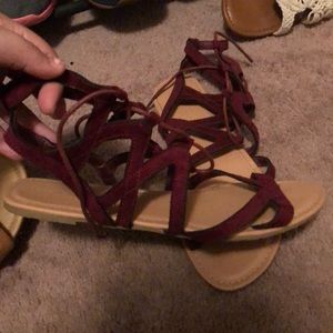Maroon strappy sandals